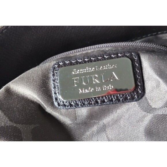 Furla Top Handle Handbag Italian Leather Purse Taupe Cream Brown - Picture 11 of 14